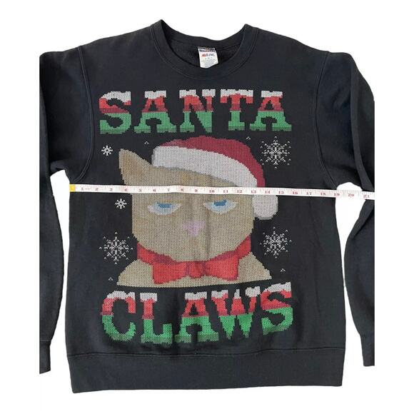 Holiday Time Ugly Christmas Men's Sweater Santa Claws Black Crewneck Size Small - Picture 5 of 7